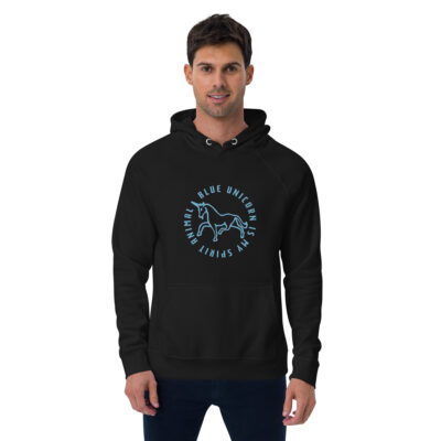 Blue Unicorn Unisex eco raglan hoodie