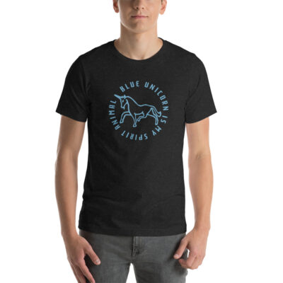 Blue Unicorn Unisex Black t-shirt