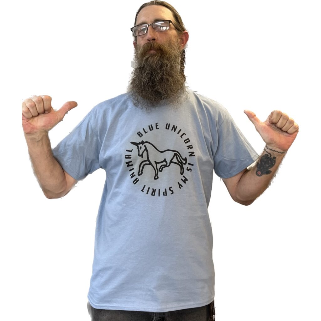 HANDMADE special edition blue unicorn shirt  - Medium